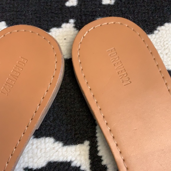 Forever 21 Tropical Palm Print Bow Front Slide Sandals Size 9 - Picture 5 of 7